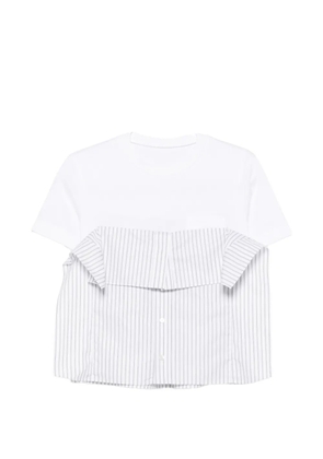 sacai striped ruffled-detail T-shirt - White