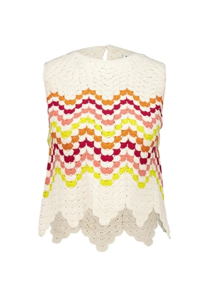 ESCVDO Cuenca crochet-knit scalloped-hem top - Neutrals