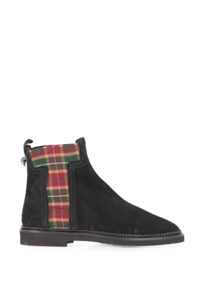 Tod's tartan-panel suede ankle boots - Black