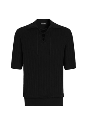 Dolce & Gabbana cotton Serafino polo shirt - Black