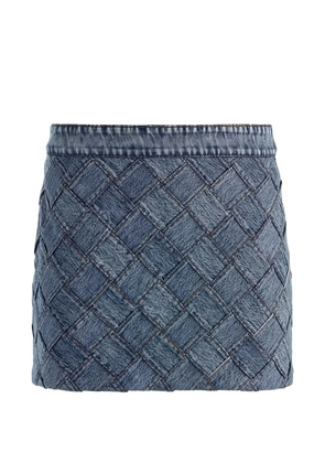 alice + olivia Rubi woven-design denim skirt - Blue