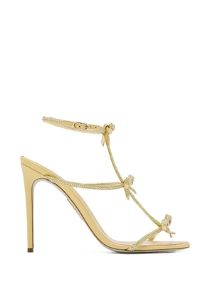 René Caovilla Caterina crystal-embellished bow-detail sandals - Gold