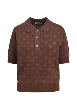 Essentiel Antwerp polka-dot rhinestone-button polo top - Brown