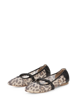 V°73 Karina leopard-print ruched-strap ballet flats - Neutrals