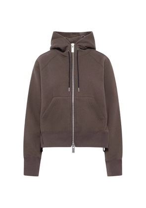 sacai zip-up drawstring hoodie - Brown