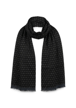 Valentino Garavani monogram-print frayed scarf - Black