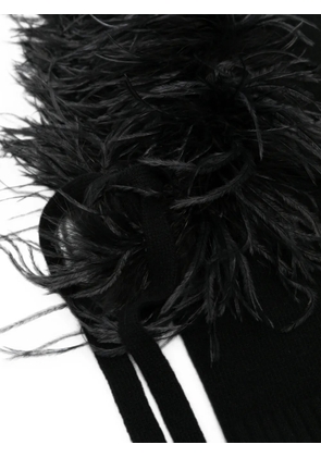P.A.R.O.S.H. Lestat feather-trim knitted beanie hat - Black