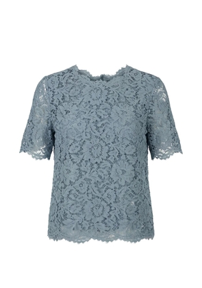 Valentino Garavani floral-lace short-sleeve top - Blue
