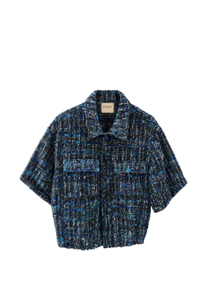 Edward Achour Paris short-sleeve tweed jacket - Blue