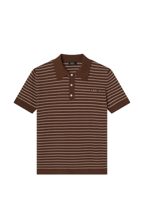 A.P.C. striped short-sleeve polo shirt - Brown