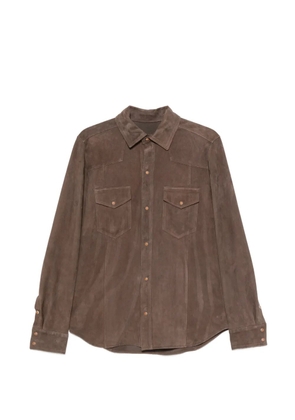 Eleventy suede flap-pocket shirt - Brown