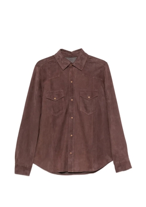 Eleventy suede flap-pocket shirt - Brown