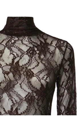THE ANDAMANE lace long-sleeve bodysuit - Brown