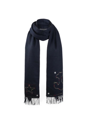 Valentino Garavani star-embroidered fringed scarf - Blue