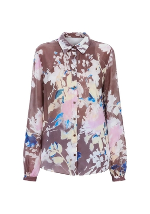 Hanita floral-print button-up shirt - Brown