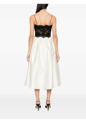 Self-Portrait lace-bodice flared midi dress - Neutrals