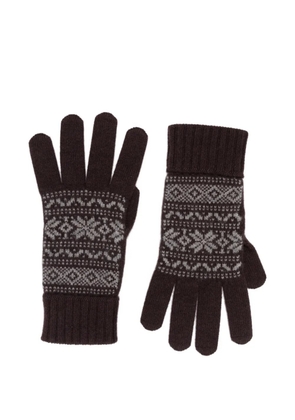 Eleventy Fair Isle ribbed-cuff gloves - Brown