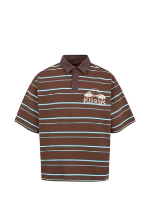 Pleasures Teleport boxy striped polo shirt - Brown