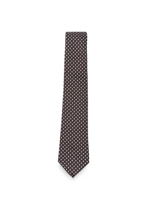 Emporio Armani geometric-pattern silk tie - Brown
