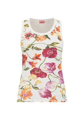 Kenzo Wildflower floral-motif ribbed top - White