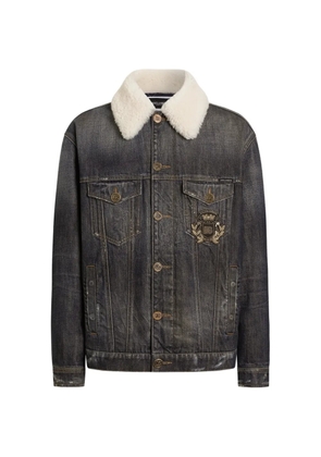 Dolce & Gabbana denim jacket with logo-patch - Grey
