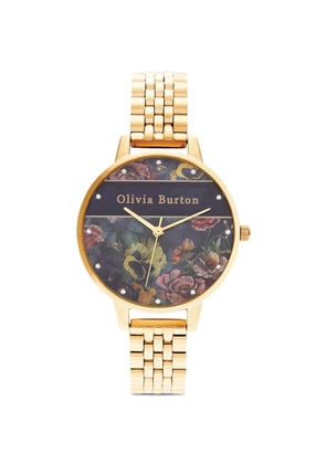 olivia burton floral-print dial 34mm watch - Blue