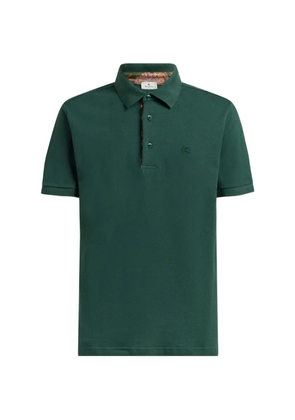 ETRO plain-coloured cotton polo shirt with printed details - Green