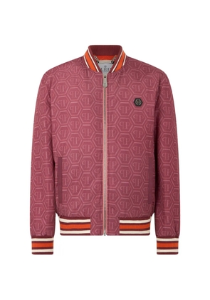 Philipp Plein monogram-print bomber jacket - Red
