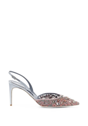 René Caovilla Cinderella crystal-embellished slingback pumps - Pink