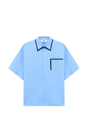 MSGM piping-detail embroidered-logo shirt - Blue