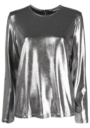 TOM FORD metallic laminated long-sleeve top - Silver