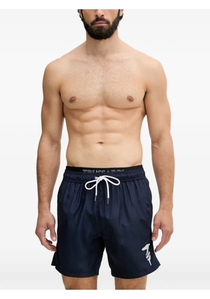 Trussardi logo-print drawstring swim shorts - Blue