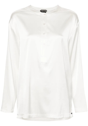 TOM FORD band-collar satin blouse - White