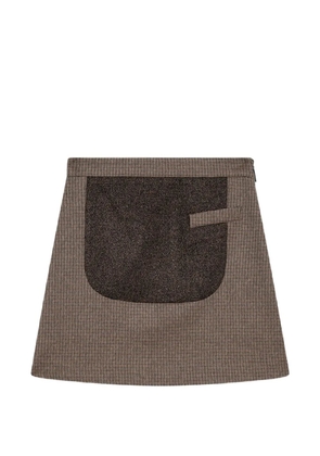 MSGM houndstooth-pattern patch-detail mini skirt - Brown