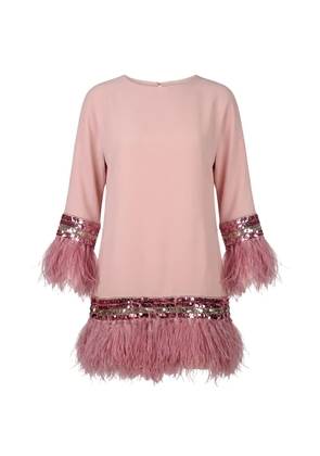 Valentino Garavani sequin-embellished feather-trim mini dress - Pink