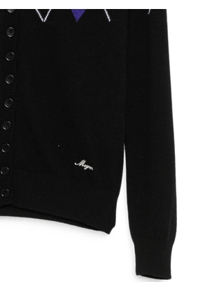 MSGM argyle-intarsia button-up cardigan - Black