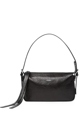 FENDI small Zip Top crinkled-leather shoulder bag - Black