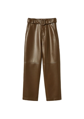 TWINSET faux-leather trousers with belt - Brown