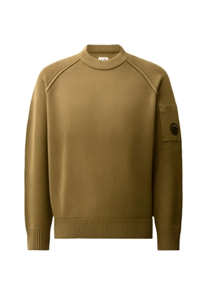 C.P. Company chenille cotton Lens crewneck sweater - Brown