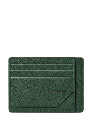 PIQUADRO logo-plaque pebbled card holder - Green