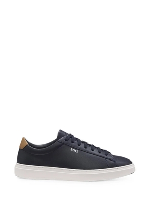 BOSS Kieran cupsole trainers in leather with Signature-stripe stitching - Blue