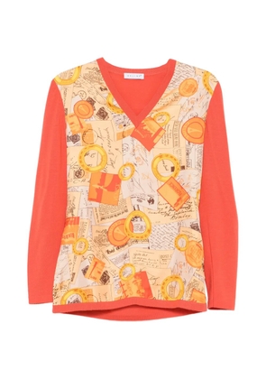 Celine Pre-Owned 2000s postcard-print silk sweater - Orange