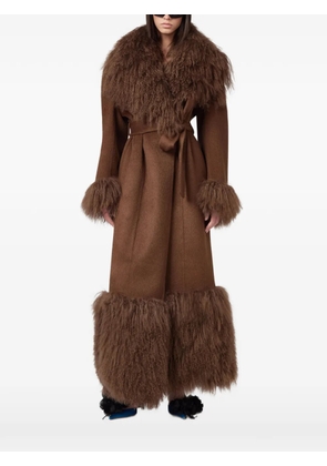 Giuseppe Di Morabito shearling-trim belted coat - Brown