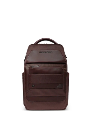 PIQUADRO logo-plaque panelled backpack - Brown