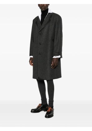 Prada leather-trimmed single-breasted coat - Grey