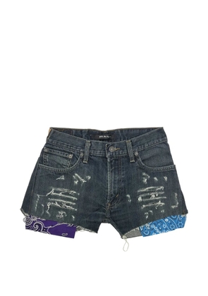 Htc Los Angeles distressed bandana-insert denim shorts - Blue