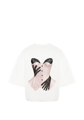 HAMZA lace-print T-shirt - White