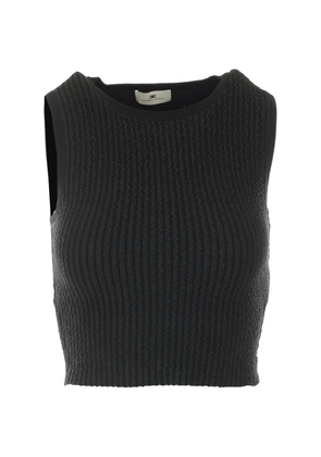 Elisabetta Franchi logo-patch sleeveless top - Black