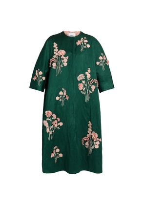 ERDEM embroidered textured-satin coat - Green