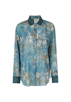 Forte Forte Le Bambou Secret floral-print shirt - Blue